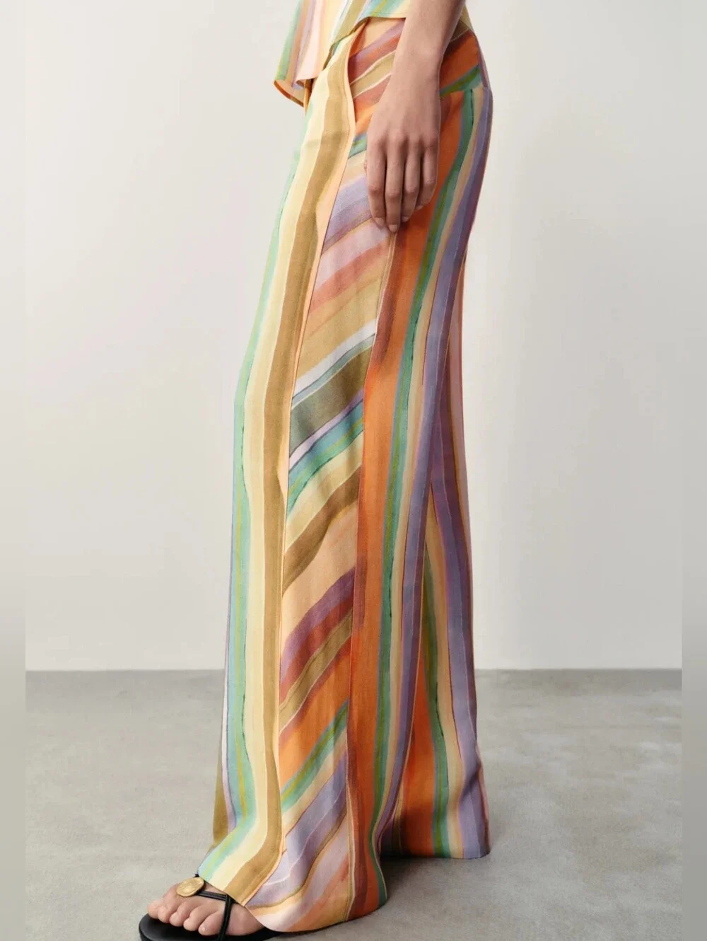 ZARA STRIPED WIDE LEG PANTS